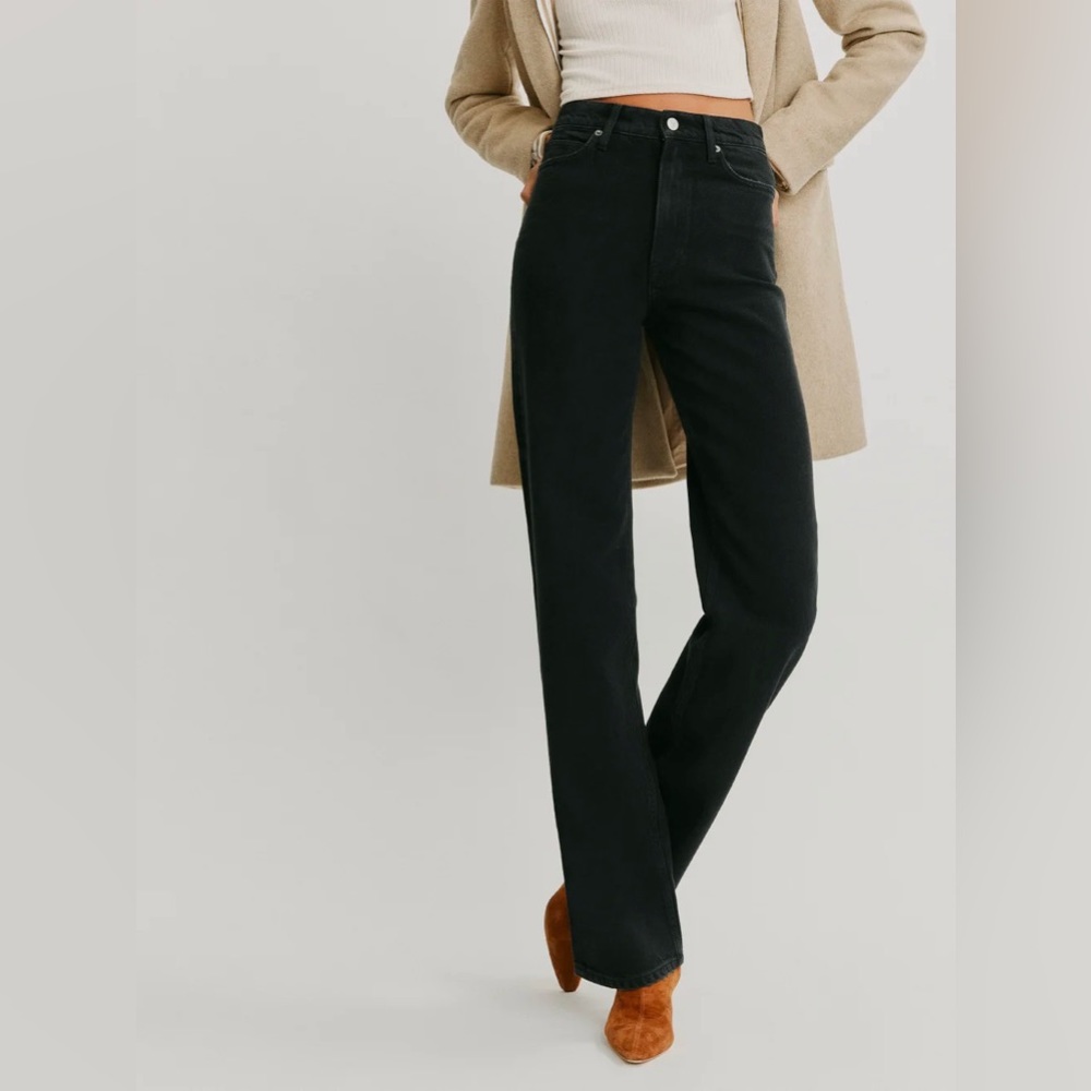 Reformation Wilder High Rise Wide Leg Black Jeans